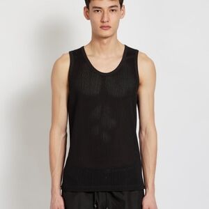 Sunspel Black 100% Cotton Mesh Tank Top L